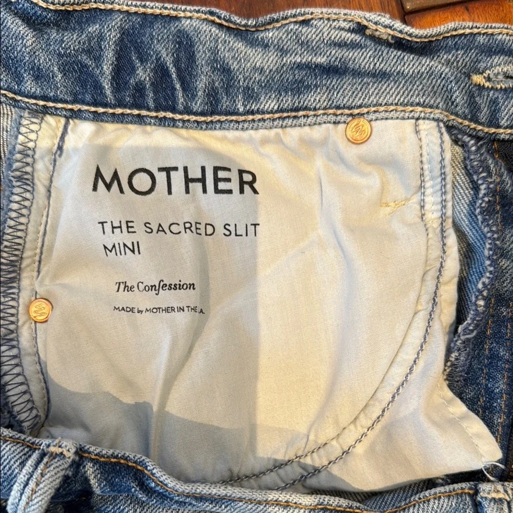 Mother “The Sacré﻿d Slit Mini” Light Blue Denim Skirt | Sz 25–26 - Picture 5 of 10